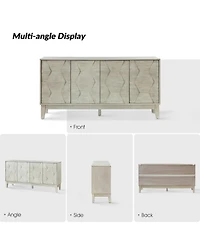 Silakan 60" 4-Doors Sideboard with Solid Wood Legs