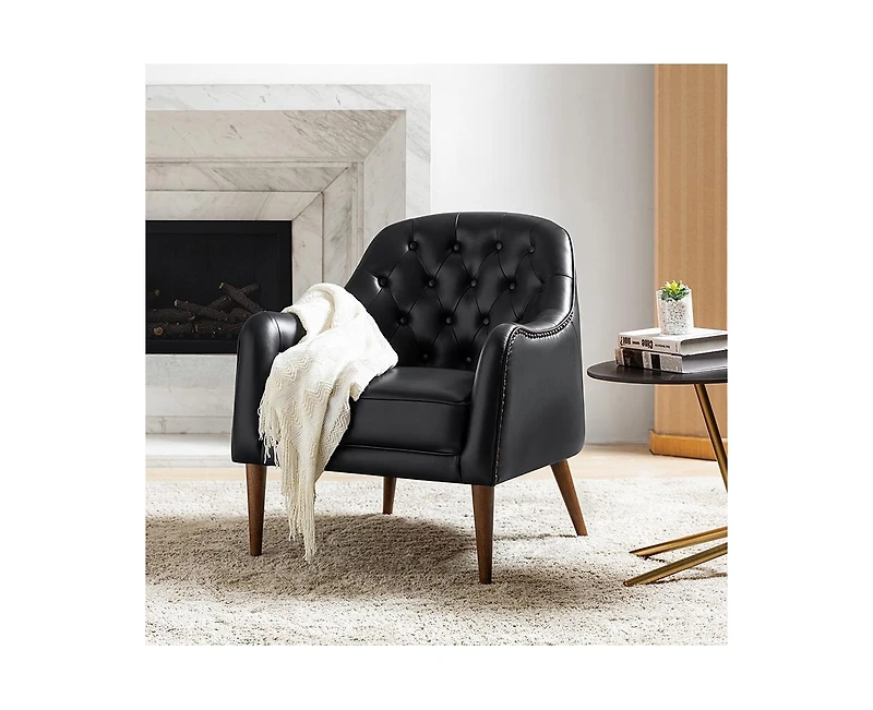 Casio 28.5" Wide Genuine Leather Barrel chair