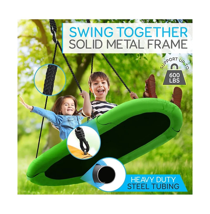 SereneLife Heavy-Duty Oval Swing for Indoor and Outdoor Use - Green