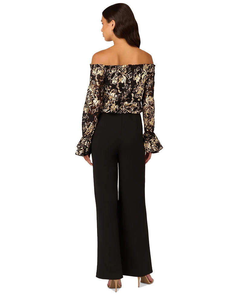 Adrianna Papell Women's Off-The-Shoulder Lace & Crepe Jumpsuit