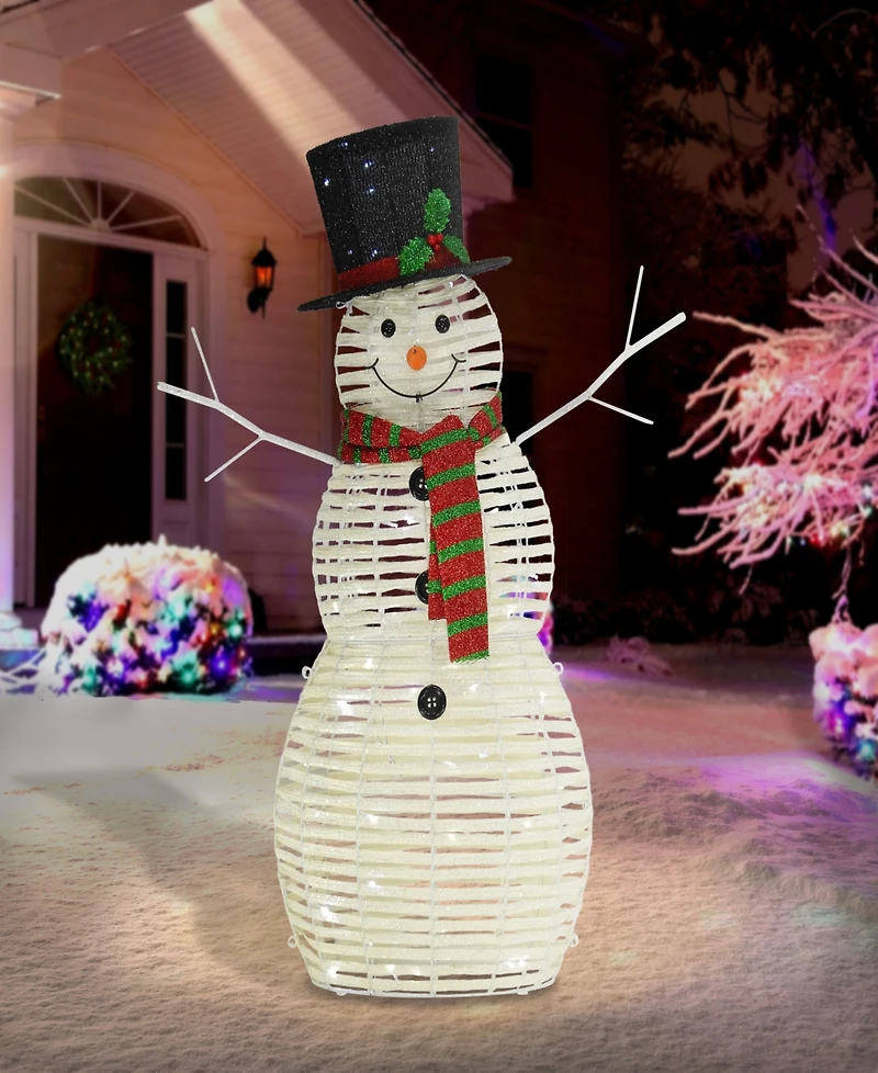 Puleo 48" Outdoor Pre-Lit Snowman with Led Lights