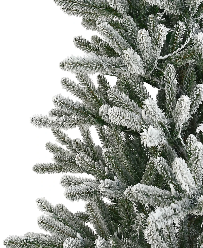 Puleo 7.5" Pre-Lit Flocked Franklin Fir Artificial Christmas Tree with Matching Skirt