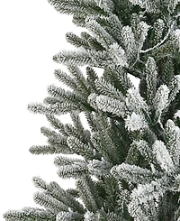Puleo 7.5" Pre-Lit Flocked Franklin Fir Artificial Christmas Tree with Matching Skirt
