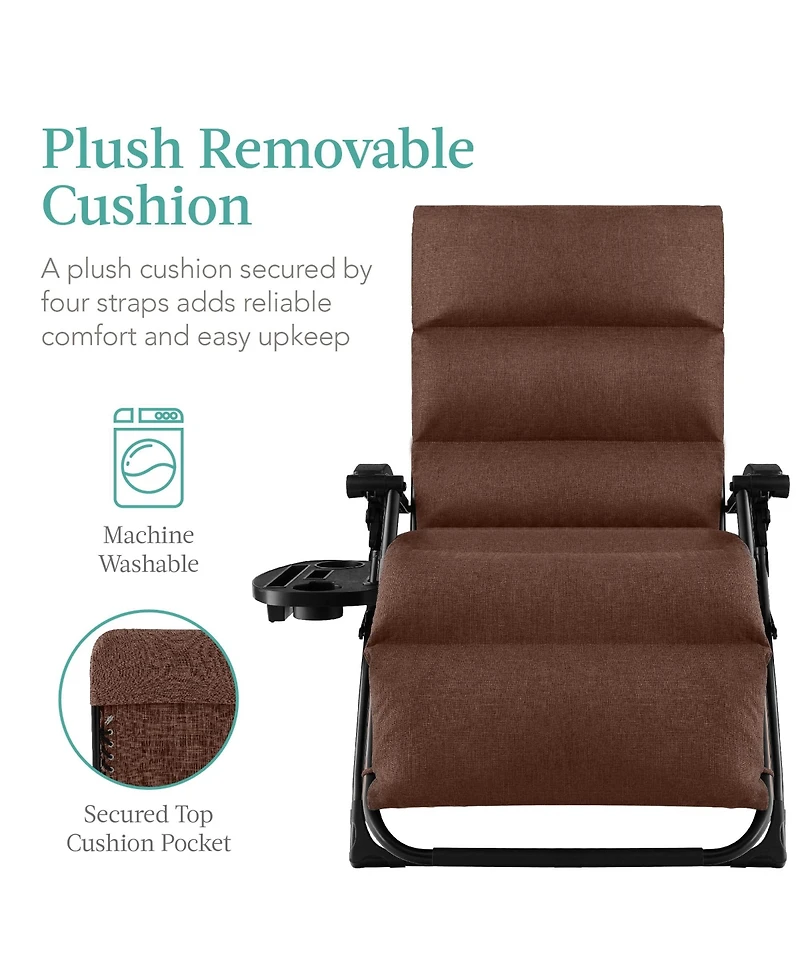 Best Choice Products Oversized Zero Gravity Chair, Folding Recliner w/ Removable Cushion