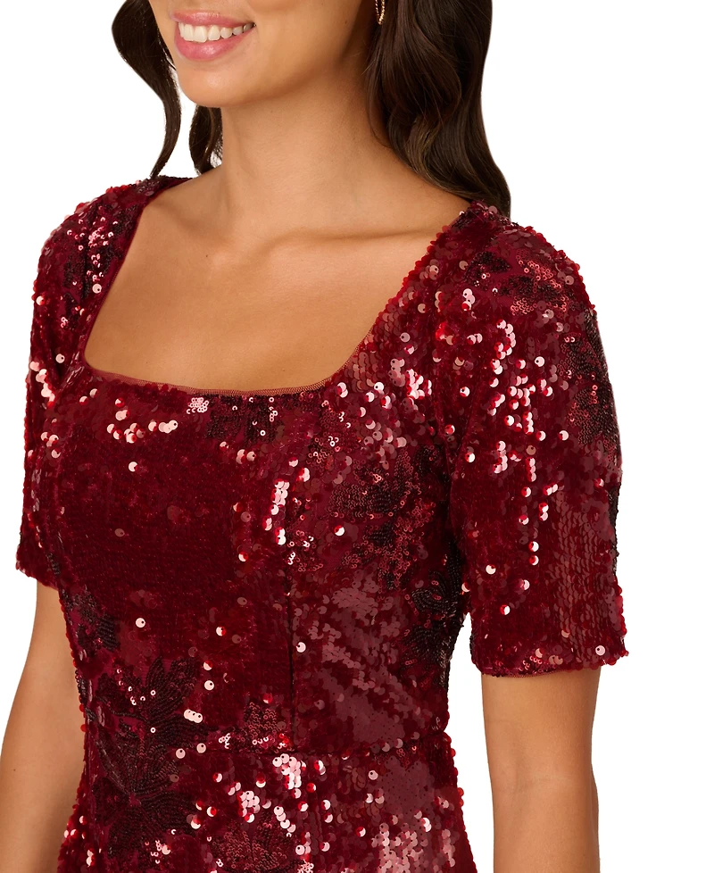 Adrianna Papell Women's Square-Neck Sequin Gown