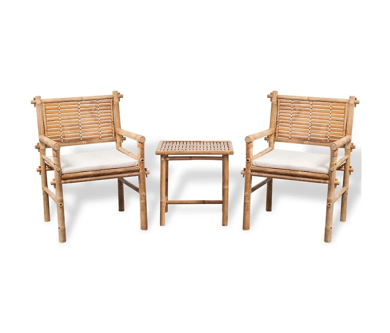 vidaXL 3 Piece Bistro Set with Cushions Bamboo