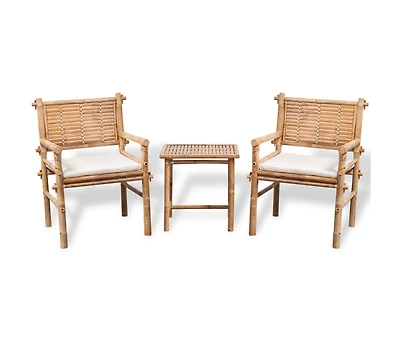 vidaXL 3 Piece Bistro Set with Cushions Bamboo