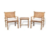 vidaXL 3 Piece Bistro Set with Cushions Bamboo