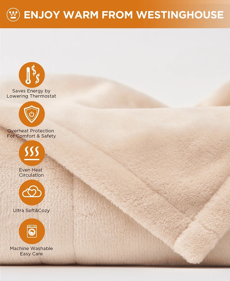 Westinghouse Heated Flannel Throw, 50" x 60"