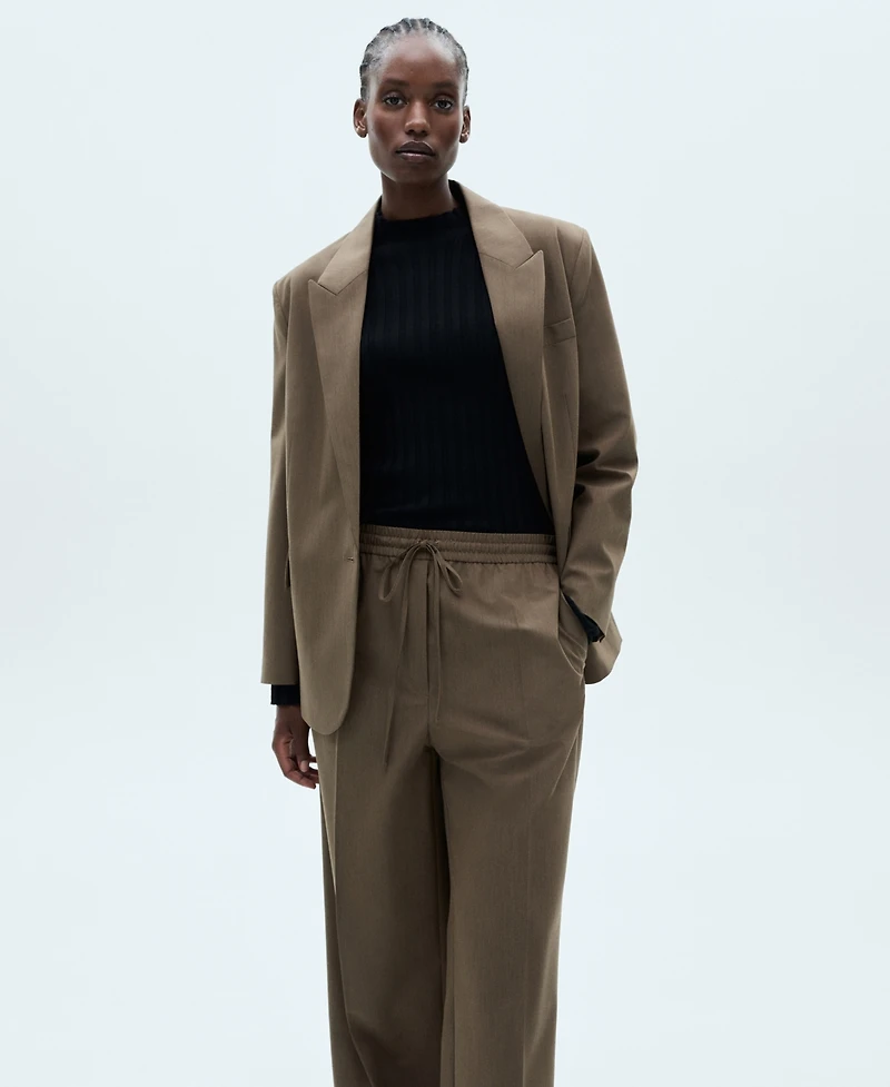 Mango Women's Elastic-Waist Straight Pants