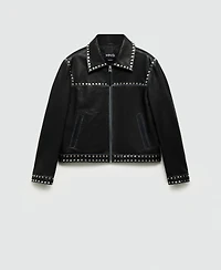 Mango Women's Studded Leather Jacket