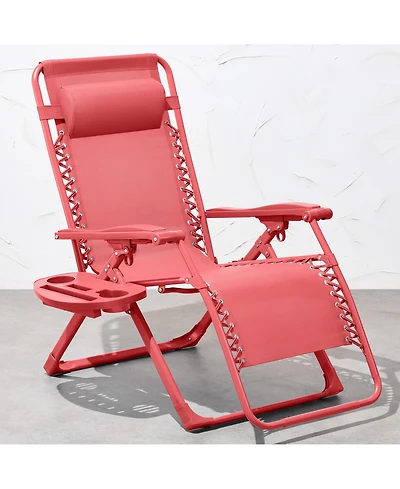 Best Choice Products Monochromatic Zero Gravity Chair, Folding Patio Recliner w/Side Tray, Headrest