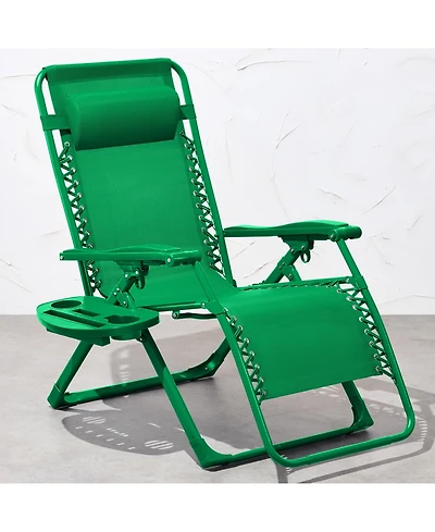 Best Choice Products Monochromatic Zero Gravity Chair, Folding Patio Recliner w/Side Tray, Headrest