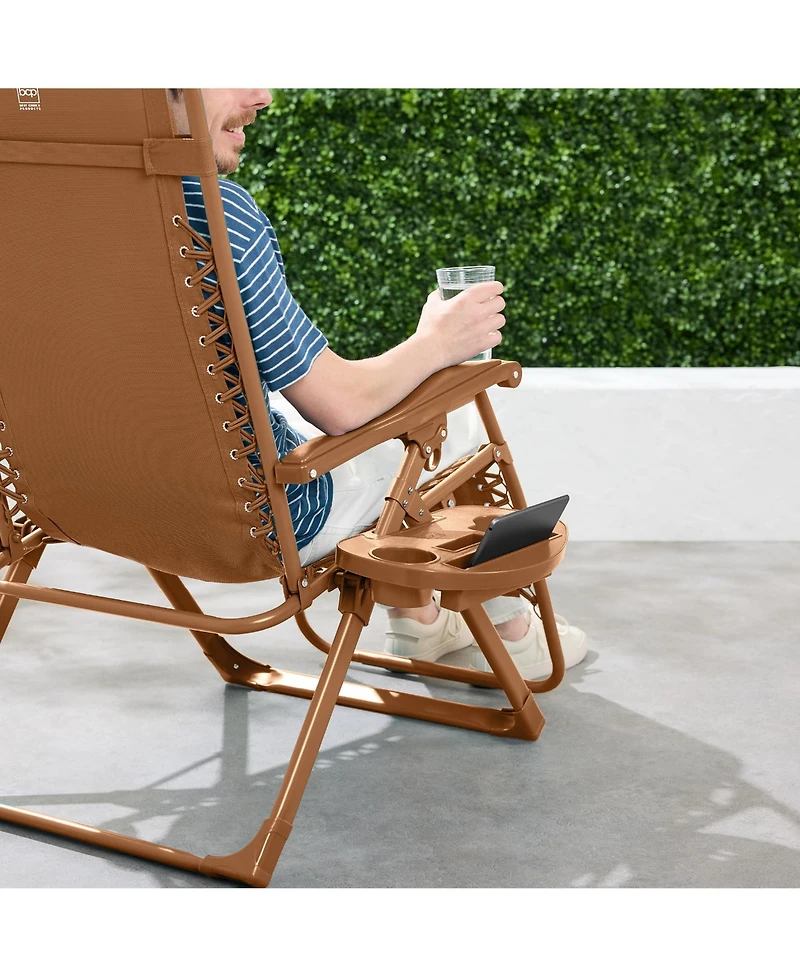 Best Choice Products Monochromatic Zero Gravity Chair, Folding Patio Recliner w/Side Tray, Headrest