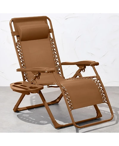 Best Choice Products Monochromatic Zero Gravity Chair, Folding Patio Recliner w/Side Tray, Headrest