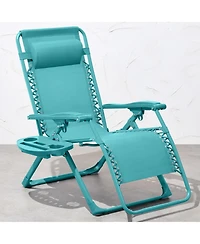 Best Choice Products Monochromatic Zero Gravity Chair, Folding Patio Recliner w/Side Tray, Headrest