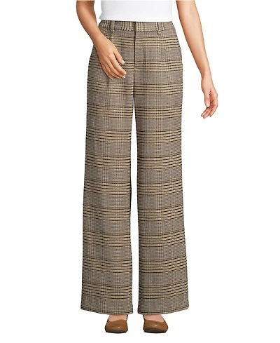 Lands' End Women's Brushed Flannel High Rise Pleated Wide Leg Pants