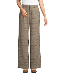 Lands' End Women's Brushed Flannel High Rise Pleated Wide Leg Pants