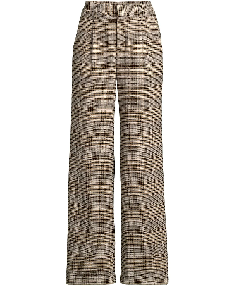 Lands' End Women's Brushed Flannel High Rise Pleated Wide Leg Pants