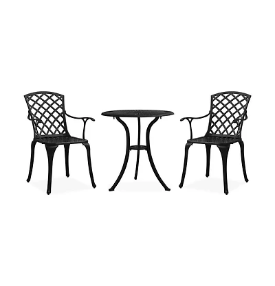 vidaXL 3 Piece Bistro Set Cast Aluminum Black