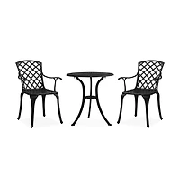 vidaXL 3 Piece Bistro Set Cast Aluminum Black