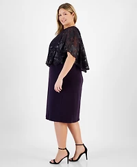 Connected Plus Cape-Overlay Sheath Dress