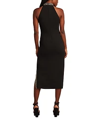 Tadashi Shoji Steva Embellished Halter Midi Dress
