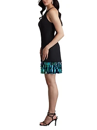 Tadashi Shoji Women's Selena Neoprene Sequin-Fringe Mini Dress
