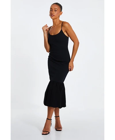 Quiz Women's Jersey and Bengaline Puffball Strappy Midi Dress
