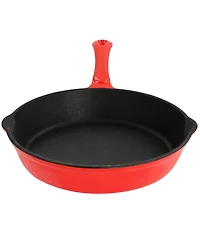 MegaChef Enameled Round 8 Inch PreSeasoned Cast Iron Frying Pan Orange