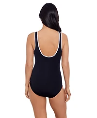 ShapeSolver Sport by Mimi Flamingo Women's Sporty Side Shirred Binded Tank One Piece Swimsuit