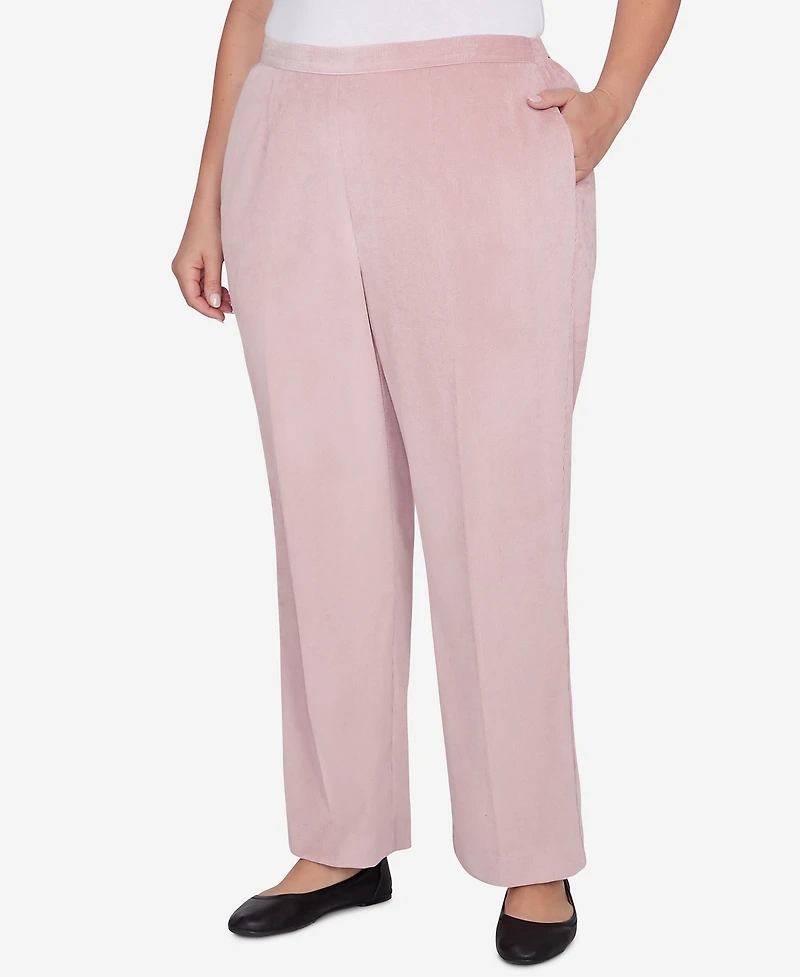 Alfred Dunner Plus Telluride Corduroy Elastic Waist Short Length Pleated Pants