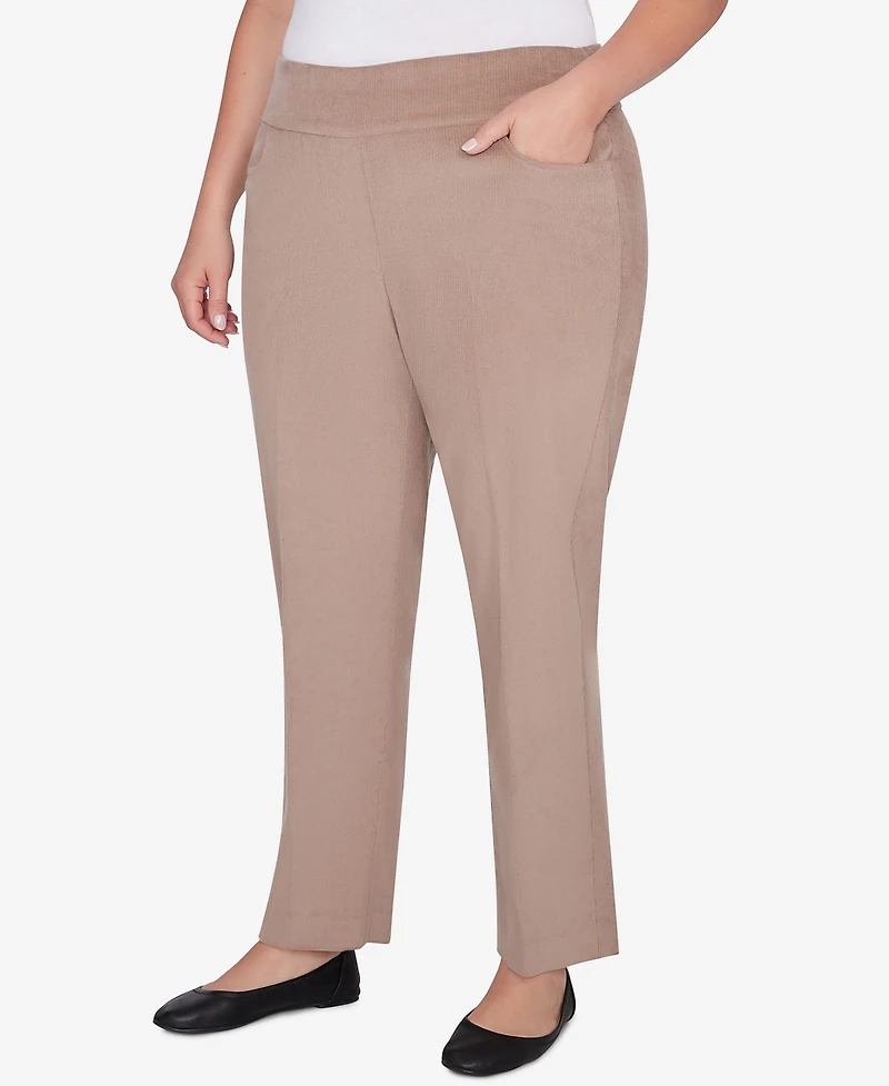 Alfred Dunner Plus Size Telluride Modern Corduroy Faux Fly Front Average Length Pants