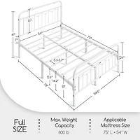 Yaheetech Metal Platform Bed Frame with Vintage Headboard