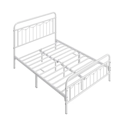 Yaheetech Metal Platform Bed Frame with Vintage Headboard