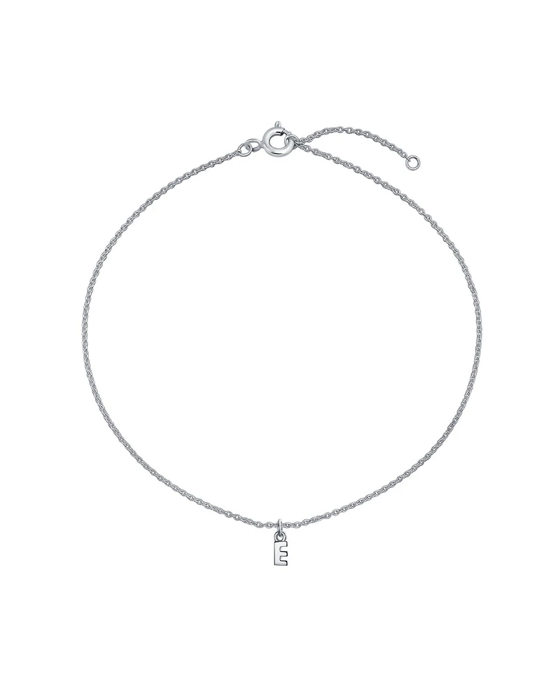 Bling Jewelry Simple Dainty Name Dangle Alphabet Block Letter Ankle Bracelet A Initial Anklet For .925 Sterling Silver Adjustable 9 10 Inch Cable Chai