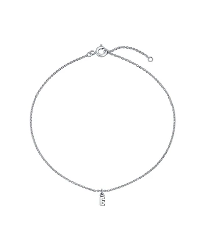 Bling Jewelry Simple Dainty Name Dangle Alphabet Block Letter Ankle Bracelet A Initial Anklet For .925 Sterling Silver Adjustable 9 10 Inch Cable Chai