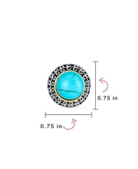 Bling Jewelry Set of 2 Balinese Button Style Clip-On Earrings in Simulated Turquoise and Onyx