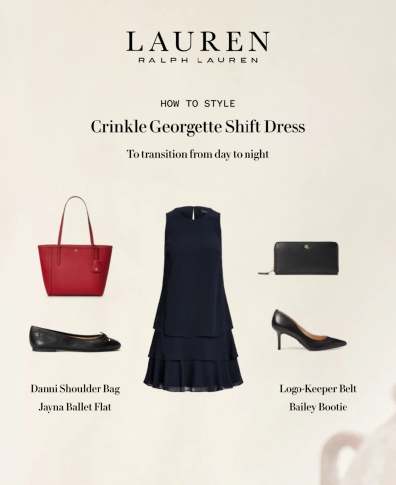 Lauren Ralph Women's Crinkle Georgette Shift Dress