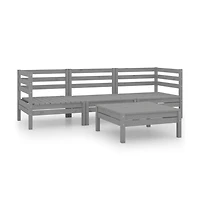 vidaXL 4 Piece Patio Lounge Set Gray Solid Wood Pine