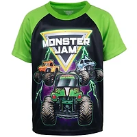 Monster Jam Toddler Boys Grave Digger El Toro Loco Megalodon T-Shirt Tank Top and French Terry Shorts 3 Piece Set to