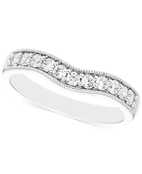 Diamond Milgrain Beaded Contour Band (3/8 ct. t.w.) in 14k White Gold