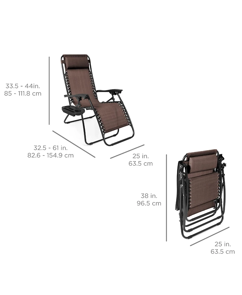 Best Choice Products Set of 2 Zero Gravity Lounge Chair Recliners for Patio