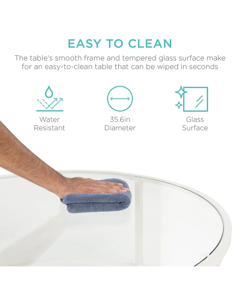 Best Choice Products 36in Round Tempered Glass Coffee Table for Home, Living Room, Dining Room