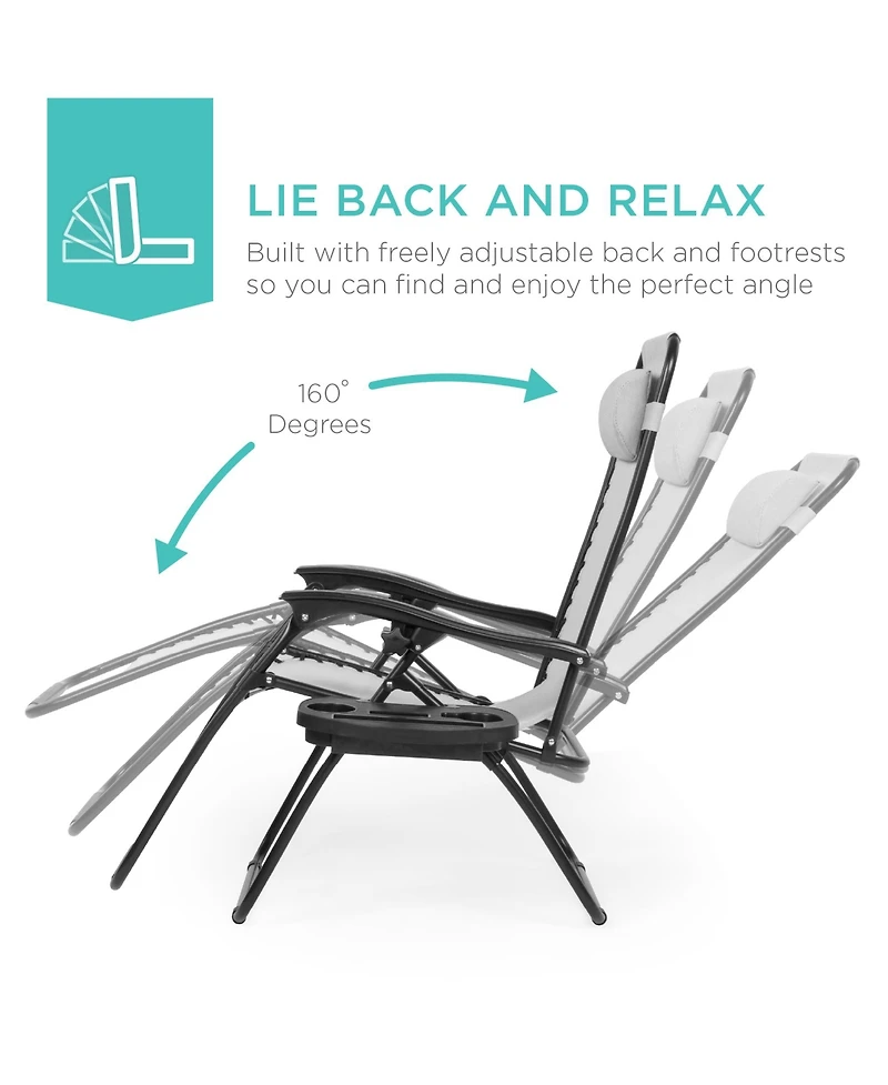 Best Choice Products Set of 2 Zero Gravity Lounge Chair Recliners for Patio
