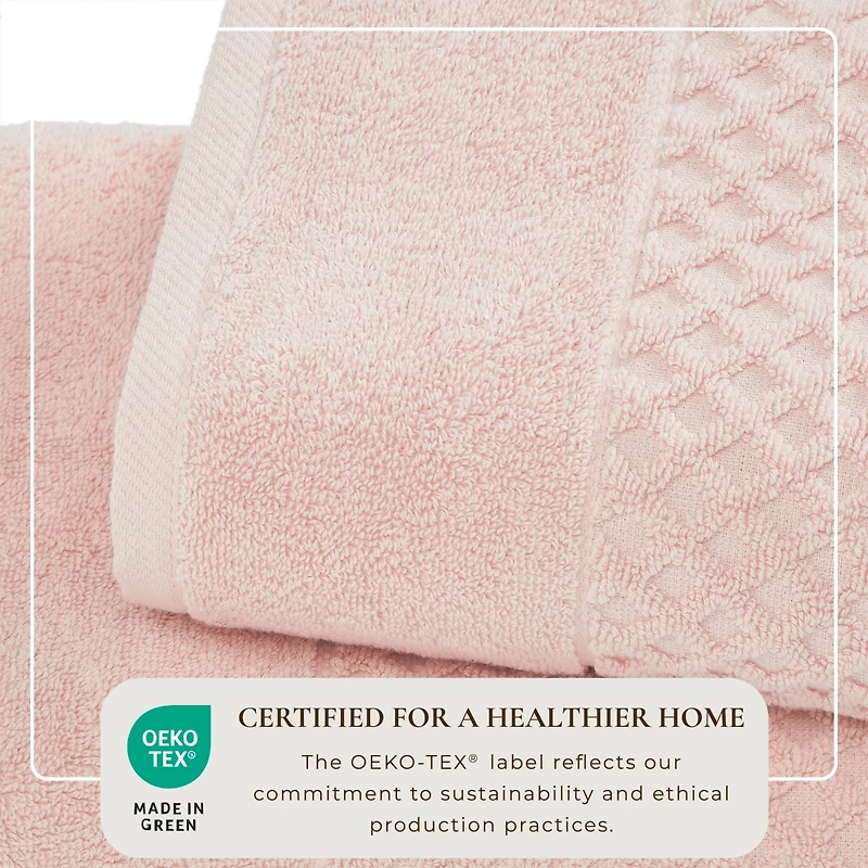 Linery & Co. Quick-Drying Cotton Diamond Waffle Textured -Piece Bath Towel Set