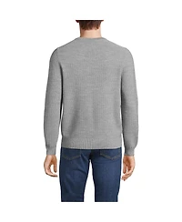 Lands' End Men's Long Sleeve Washable Merino Wool V Neck Sweater