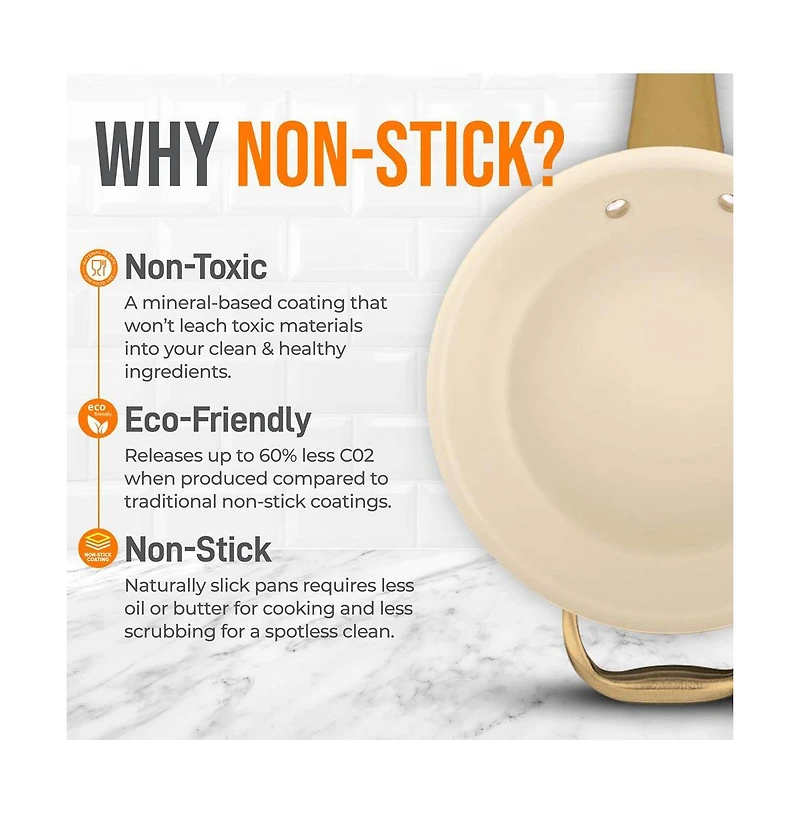 NutriChef 14'' Non-Stick Fry Pan with Lid – Durable Pan with Silicone Handle, Interior Non-stick Ceramic Coating and Polyester coating Outside