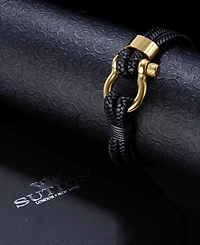 Rhona Sutton Screw Lock Gold Buckle Stainless Steel Bracelet