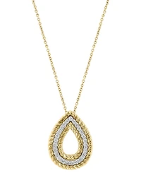 Effy Diamond (3/8 ct. t.w.) & Rope Pear-Shaped 18" Pendant Necklace in 14k Two-Tone Gold
